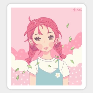 Kawaii Anime Pink Hair Girl Sticker